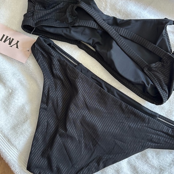 YMI Black Ribbed Bikini Set - Picture 2 of 3